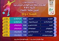 هفته دوم لیگ برتر فوتسال جوانان استان یزد؛ برگزاری ۶ دیدار در یزد، تفت و اردکان