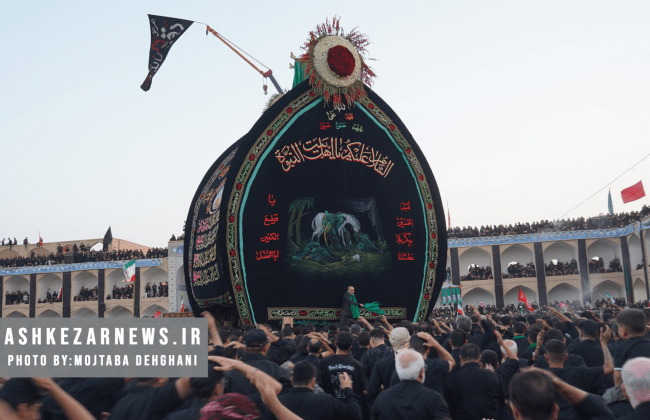 آیین باشکوه نخل‌برداری در حسینیه سفید اشکذر برگزار شد